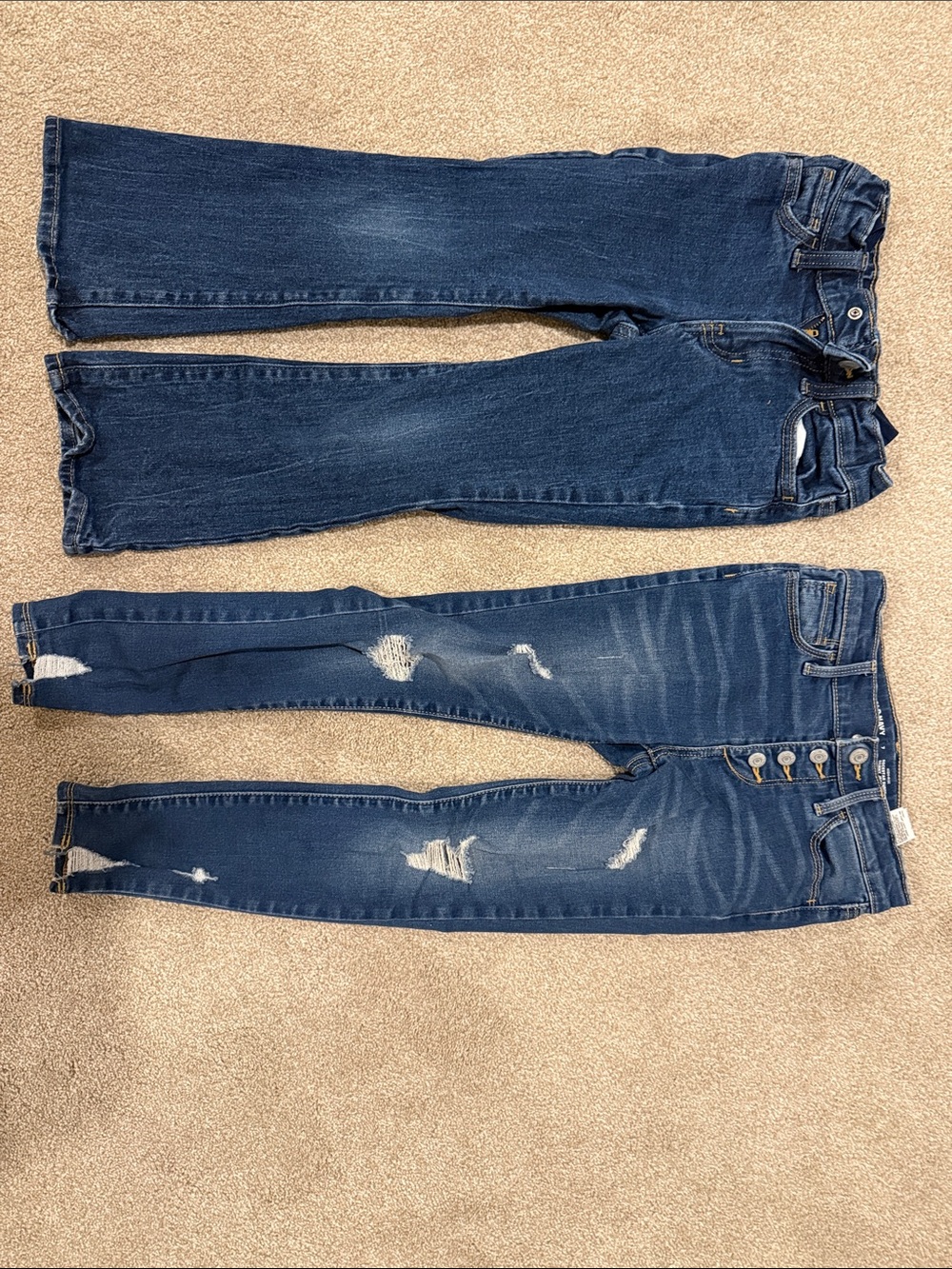 Old Navy Dark Blue Skinny Jeans with Distressed Details